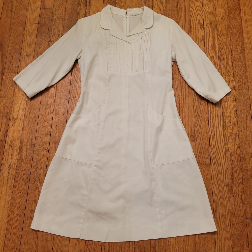 Formark S Vintage Nursing Uniform Dress White Pockets Maid Asylum Diner Waitress